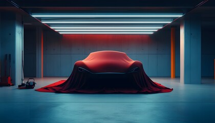 Concealed Sports Car in Modern Garage Setting