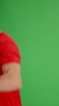 Repentant man asking forgiveness on green screen