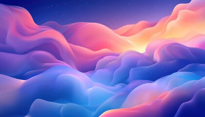 Fototapeta premium Abstract Pastel Waves Under a Starry Sky