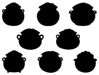 POT OF GOLD SILHOUETTE ON WHITE BACKGROUND