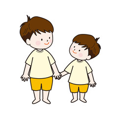 手をつなぐ男の子