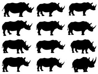 Fototapeta premium RHINO SILHOUETTE ON WHITE BACKGROUND