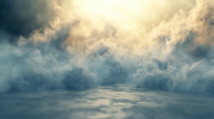 Obraz premium Ethereal mist rising over a tranquil water surface