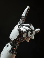 Cybernetic Hand Making a Futuristic Gesture in a Sci-Fi Setting