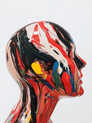 Minimalist Transparent Anatomical Head Sculpture with a Futuristic and Surreal Aesthetic