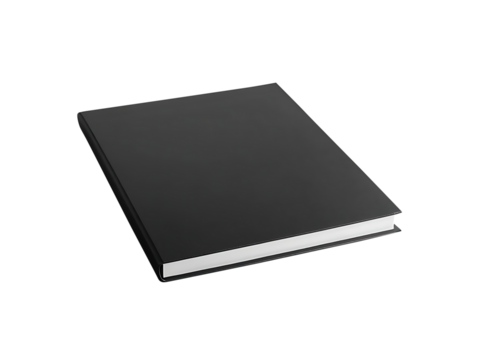 Blank Book Cover Mock-Up, black template book, magazine, book or catalog, Blank notebook transparent background