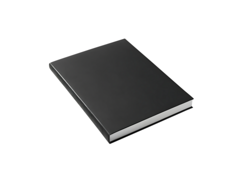Blank Book Cover Mock-Up, black template book, magazine, book or catalog, Blank notebook transparent background
