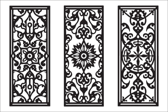Laser cut, vector design, dxf, svg, eps, decorative panel, wall art, interior decor, metal cutting, wood engraving, ornamental pattern, architectural design, wrought iron, mdf panel, stencil art,