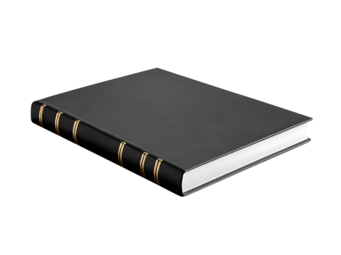 Blank Book Cover Mock-Up, black template book, magazine, book or catalog, Blank notebook transparent background