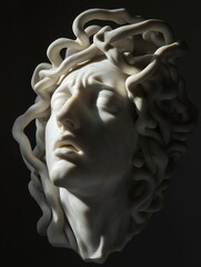 Classic Marble Sculpture of a Mythological Figure, Artistic and Expressive