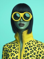 Minimalist Illustration of a Relaxed Young Woman in a Sun Hat, Enjoying Summer