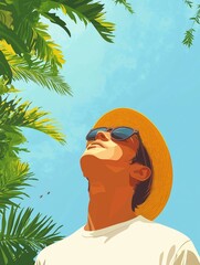 Vibrant Pop Art Illustration of a Stylish Woman in Oversized Yellow Sunglasses