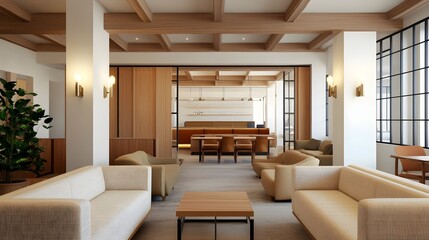 Fototapeta premium Vibrant Coworking Space Fostering Creativity and Flexible Work Culture