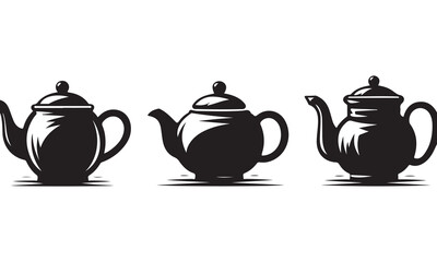 teapot and cups in silhouette