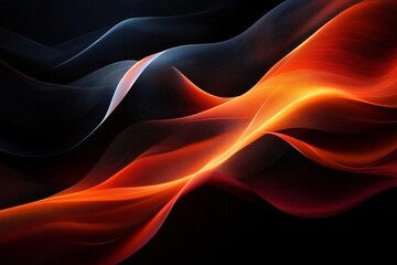 An abstract digital artwork featuring flowing black and orange waves, ideal for Black History Month, presentations, and creative projects with ample copy space.