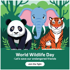 Naklejka premium World Wildlife Day flyer 24.eps