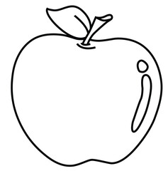 Cute cartoon hand drawn vector delicious apple coloring page.
