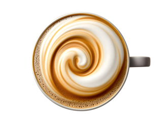 Cup of Art Cappuccino Coffee – High-Quality Transparent Image with Latte Art Foam Design for Digital Use, Café Branding, Menu Design, and Creative Projects | Coffee PNG, Latte Art, Transparent Coffee