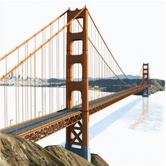 Obraz premium Stunning View of Iconic Bridge Spanning Across Water with Urban Landscape in Background and Clear Sky