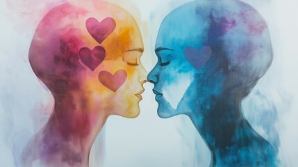 Obraz premium Abstract Artistic Representation of Sexual Dysfunctions and Gender Dysphoria with Symbolic Human Forms. Thoughtful Visualization of Emotional Complexity and Identity Struggles Related. Mental health