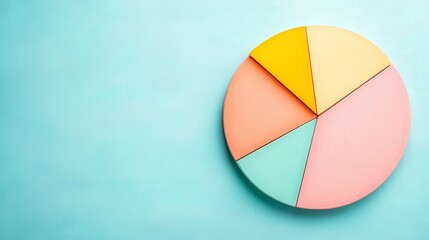 Fototapeta premium Colorful Pie Chart Segments on a Soft Blue Background for Creative Presentations
