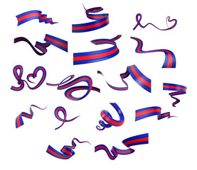 Set Of Different Style Of Cambodia Wavy Abstract Ribbon Flags 3d Illustration