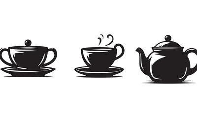 teapot and cups, vector design