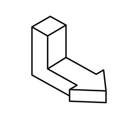 シンプルな曲がった矢印のアイコンイラスト　アイソメトリック
