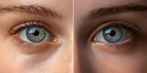 Naklejka premium Close-Up Portrait of Blue Eyes Showcasing Natural Beauty and Makeup Details