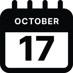 October 17 calendar icon design vector illustration