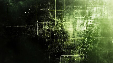 Abstract dark green technology background with circuit board and glowing lines
