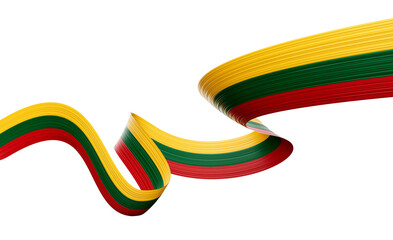 3d Flag Of Lithuania 3d Shiny Waving Lithuania Ribbon Flag On White Background 3d Illustration