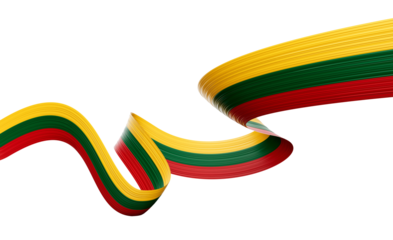 3d Flag Of Lithuania 3d Shiny Waving Lithuania Ribbon Flag On White Background 3d Illustration