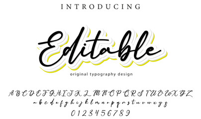 Editable Font Stylish brush painted an uppercase vector letters, alphabet, typeface