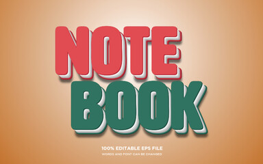 Note Book 3D editable text style effect	
