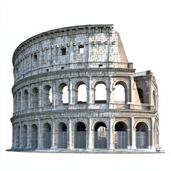 Fototapeta premium Ancient Roman Coliseum Architectural Structure in Detail Against a Clean White Background