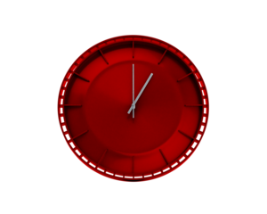Modern Sleek Vibrant Red Wall Clock 01:00 One O'Clock 1:00 For Modern Interiors 3D Illustration