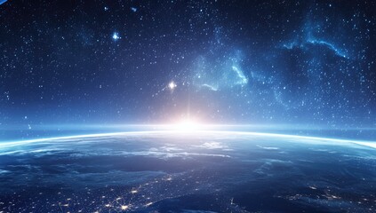 Obraz premium Earthrise Over a Starry Night Sky