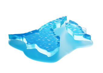 Water Ice Map of Brunei global warming melting glacier in deep blue water 3d illustration