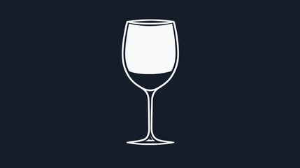 Elegant wine glass illustration against a dark background showcasing its refined shape and clarity in a simple design. Generative AI