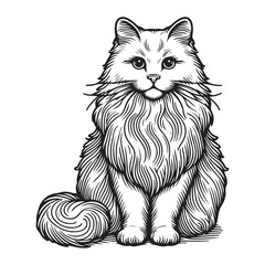 Happy Cat Toy Doodle Silhouette in Winter Monochrome