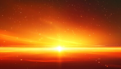 Obraz premium Fiery Sunset Over a Calm Orange Ocean Landscape