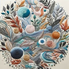 Embroidered Sketches acrylic paint c