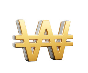 Obraz premium Shiny Golden Korean Won Currency Symbol Gleams With Sleek Modern Design 3D Illustration