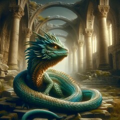 Fantasy Basilisk ancient ruins