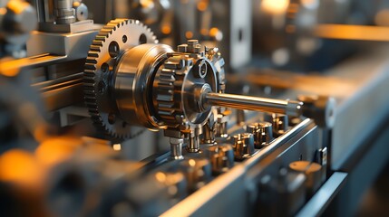 Naklejka premium Close-up of intricate machinery components in an industrial setting.