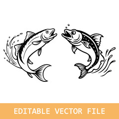 salmon fish silhouette vector
