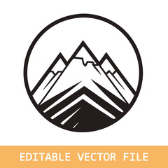 Mountain silhouette - vector icon. Rocky peaks. Mountains ranges