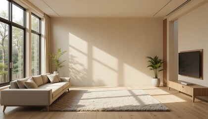 Fototapeta premium Modern Living Room Interior Design Sunlight Sofa