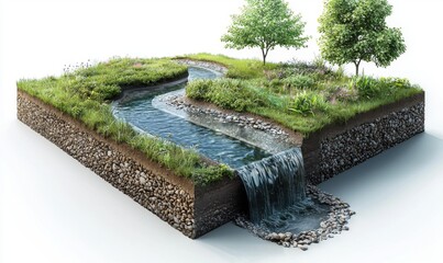 Obraz premium Sustainable aquifer recharge project using rainwater landscape nature